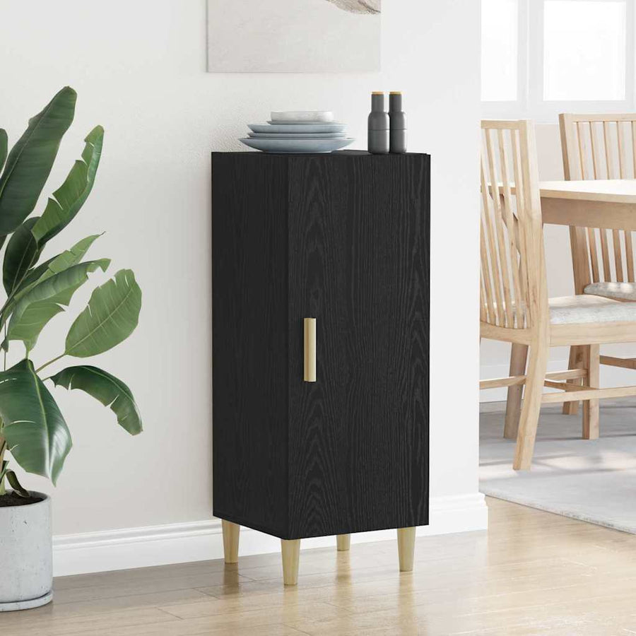 Dressoir Zwart Eiken 34,5 x 34 x 90 cm Bewerkt hout