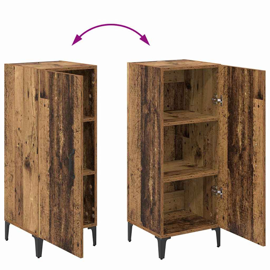 Dressoir Wandgemonteerd Oudhout 34,5 x 34 x 90 cm Bewerkt hout