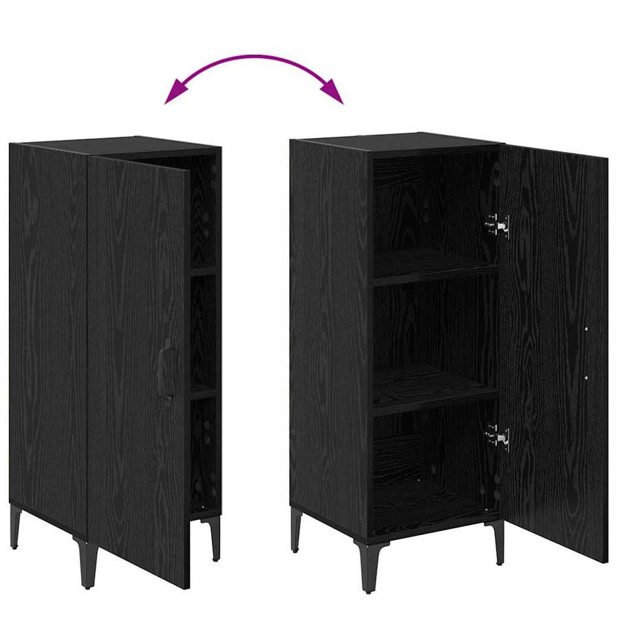 Dressoir Zwart Eiken 34,5 x 34 x 90 cm Bewerkt hout