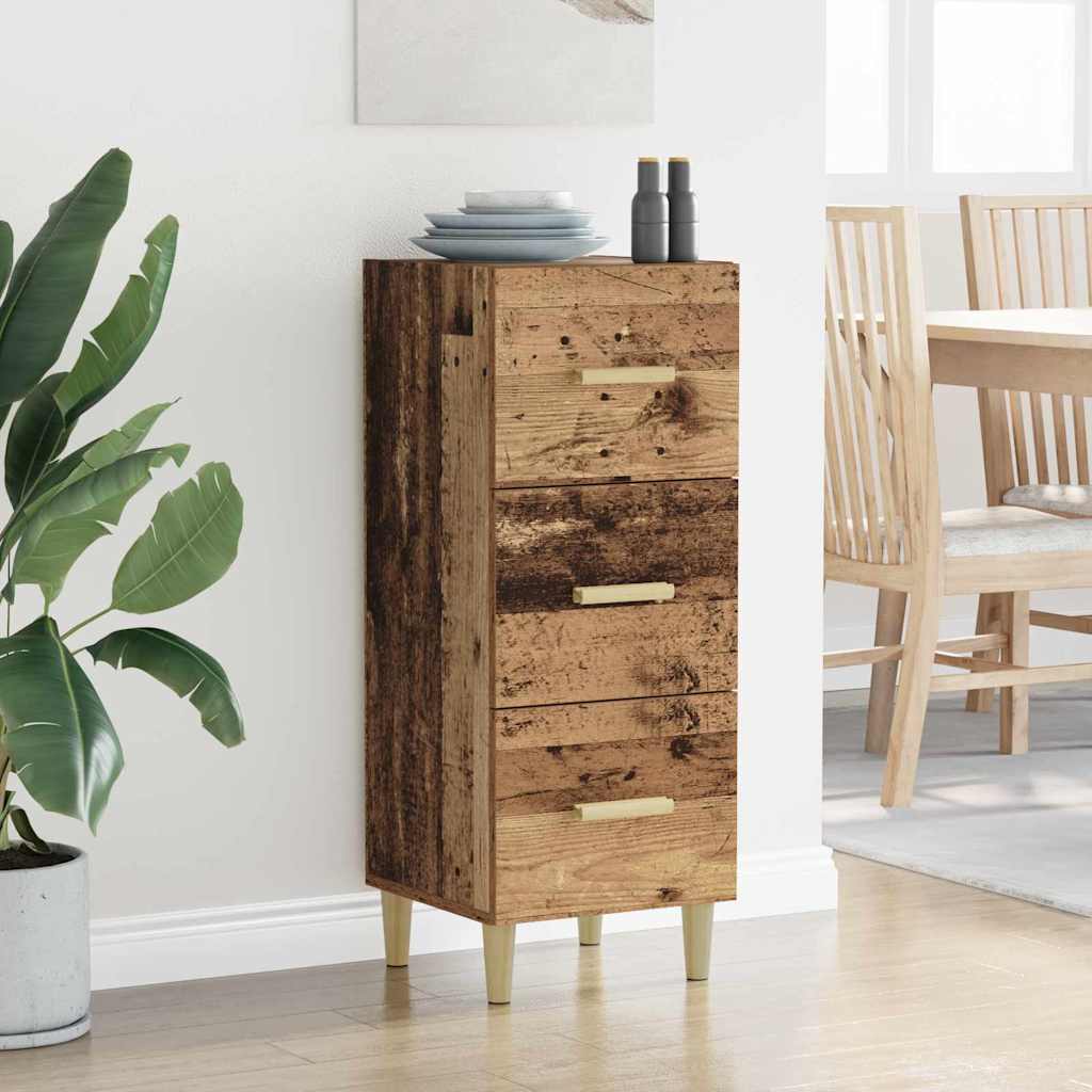 Dressoir met lade Oud hout 34.5 x 34 x 90 cm Bewerkt hout