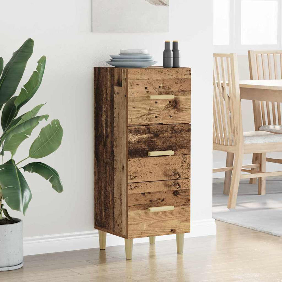 Dressoir met lade Oud hout 34.5 x 34 x 90 cm Bewerkt hout