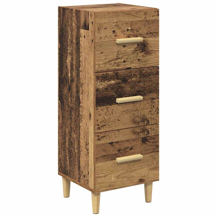 Dressoir met lade Oud hout 34.5 x 34 x 90 cm Bewerkt hout
