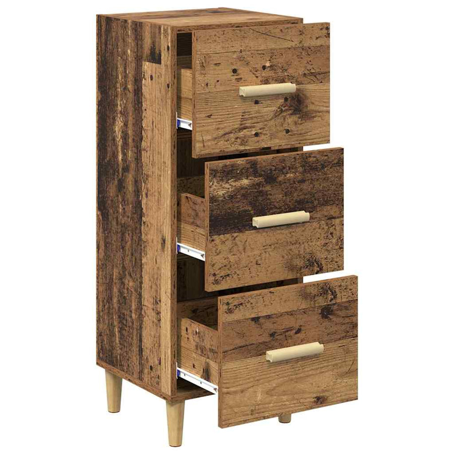 Dressoir met lade Oud hout 34.5 x 34 x 90 cm Bewerkt hout