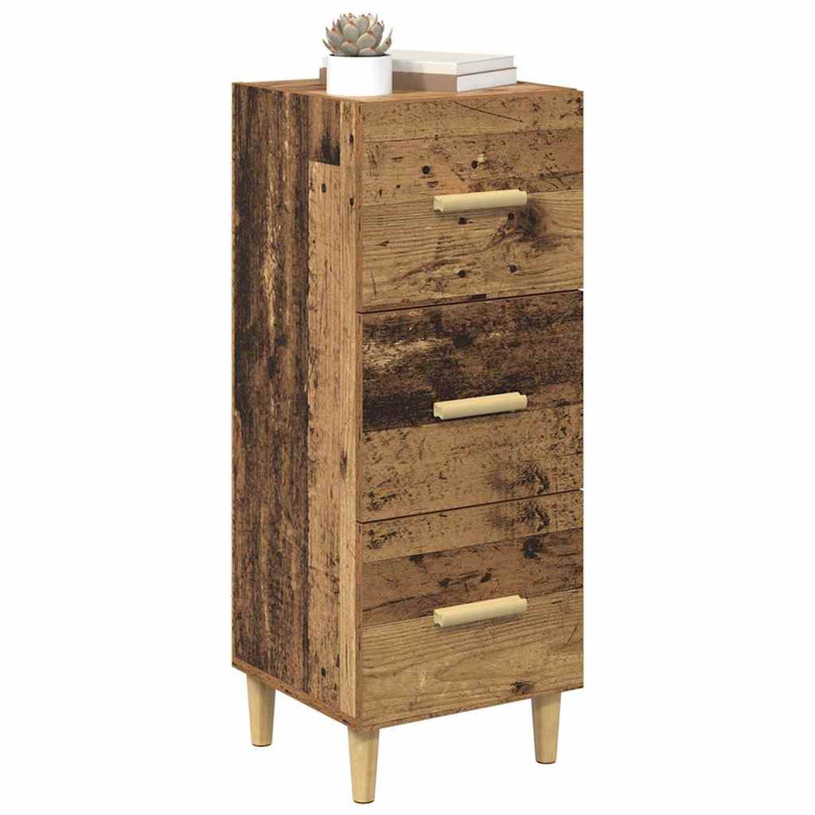 Dressoir met lade Oud hout 34.5 x 34 x 90 cm Bewerkt hout