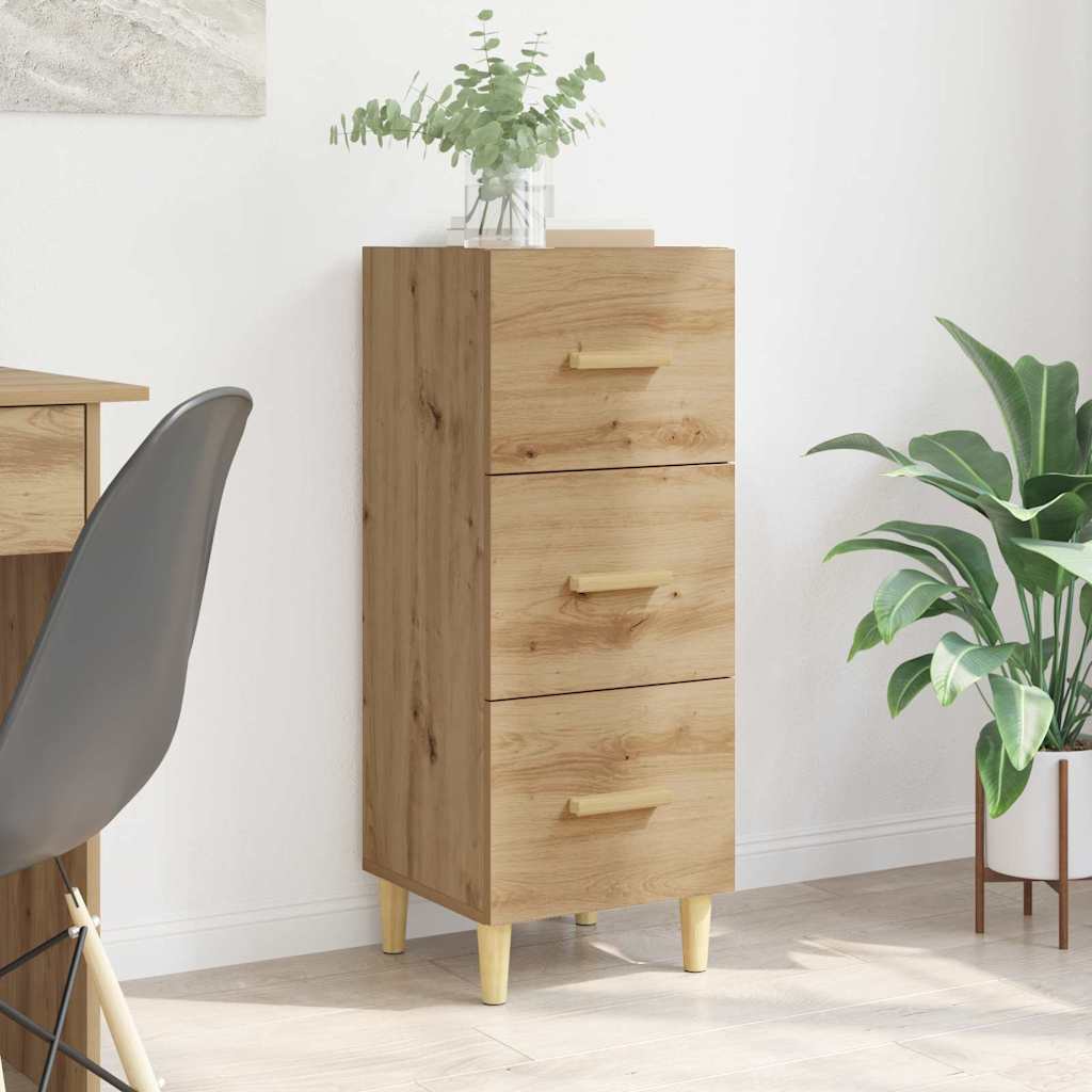 Dressoir artisanaal eikenkleurig 34.5 x 34 x 90 cm Bewerkt hout