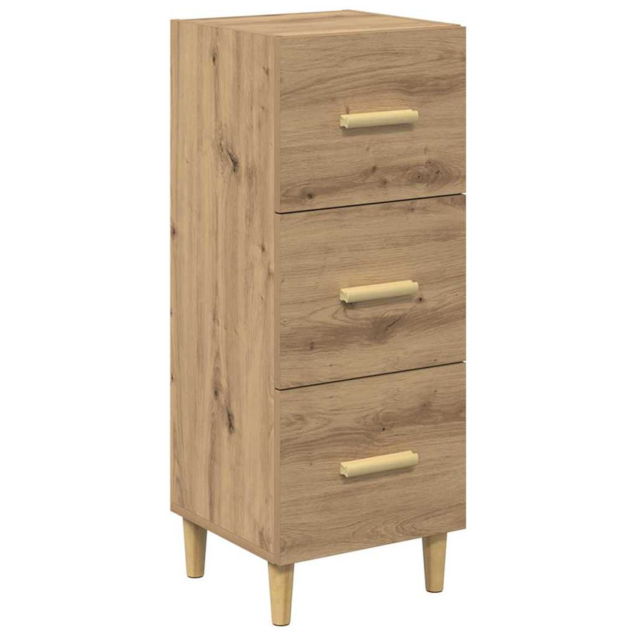 Dressoir artisanaal eikenkleurig 34.5 x 34 x 90 cm Bewerkt hout