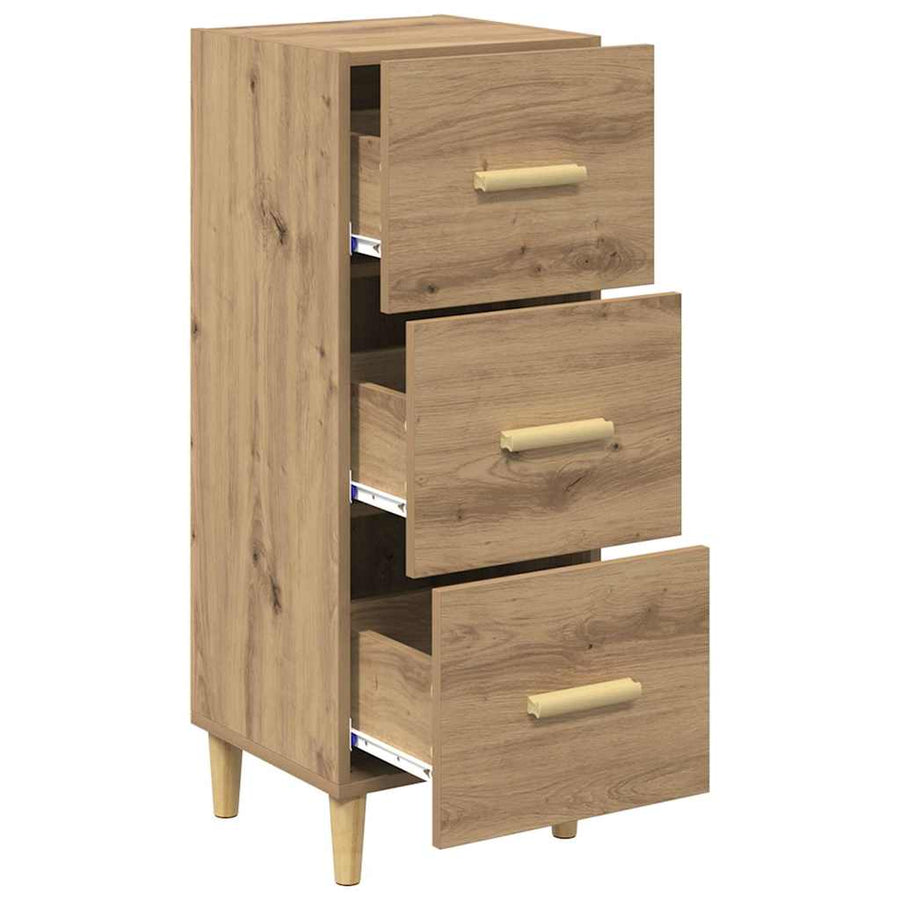 Dressoir artisanaal eikenkleurig 34.5 x 34 x 90 cm Bewerkt hout
