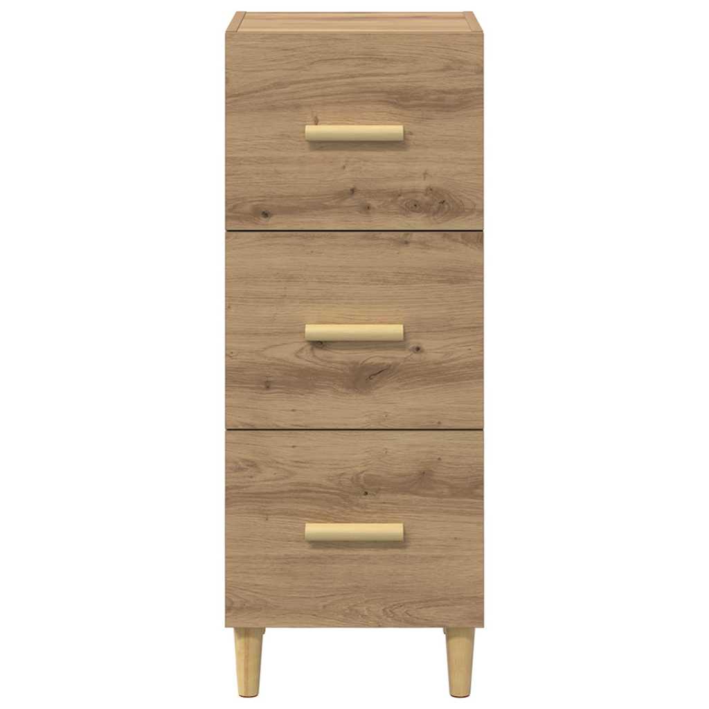 Dressoir artisanaal eikenkleurig 34.5 x 34 x 90 cm Bewerkt hout