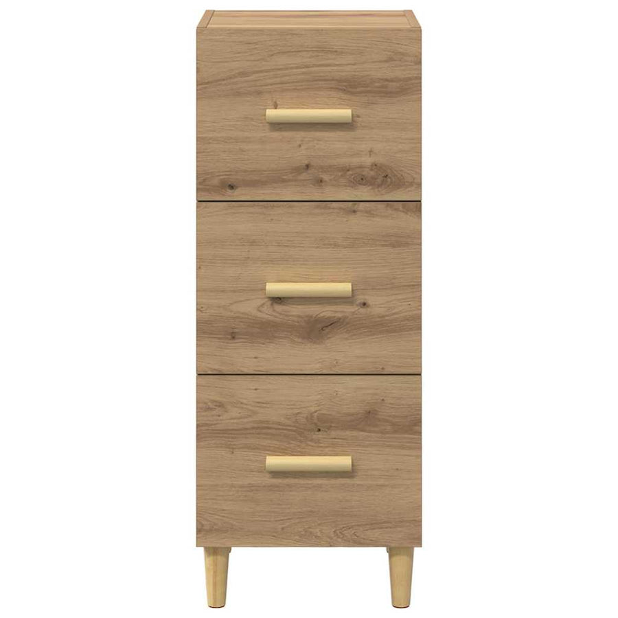 Dressoir artisanaal eikenkleurig 34.5 x 34 x 90 cm Bewerkt hout