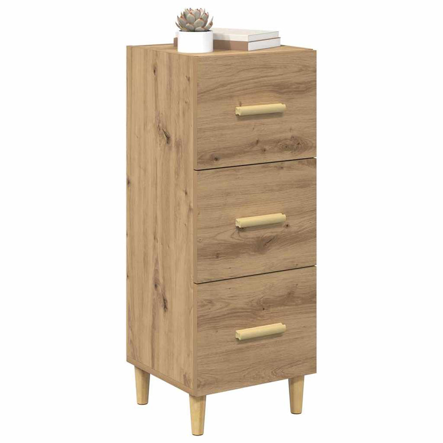 Dressoir artisanaal eikenkleurig 34.5 x 34 x 90 cm Bewerkt hout