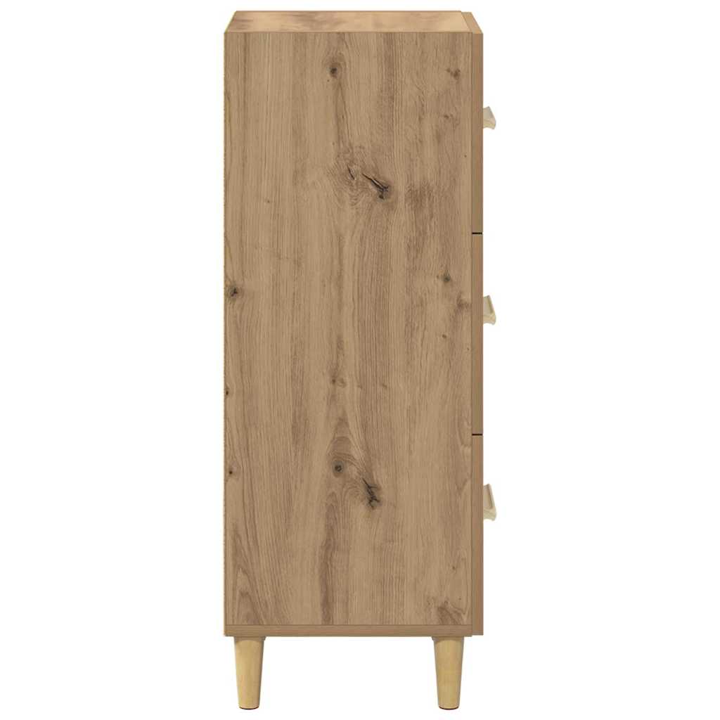 Dressoir artisanaal eikenkleurig 34.5 x 34 x 90 cm Bewerkt hout