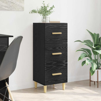 Dressoir met lade Zwart eiken 34.5 x 34 x 90 cm Bewerkt hout