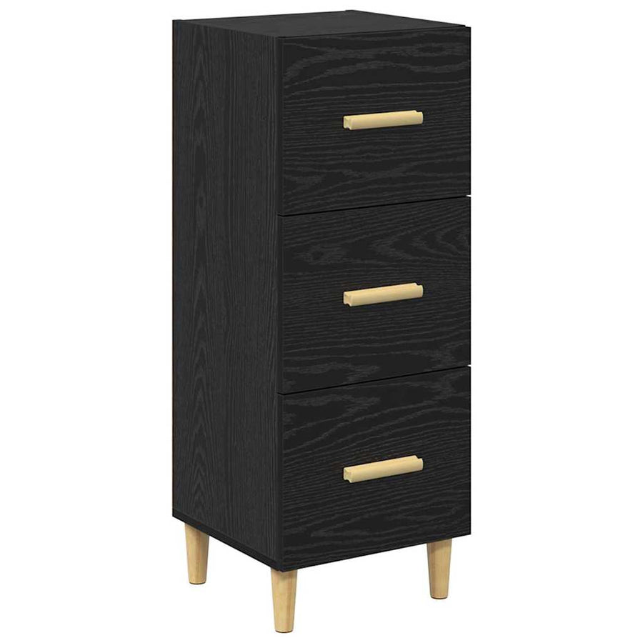 Dressoir met lade Zwart eiken 34.5 x 34 x 90 cm Bewerkt hout