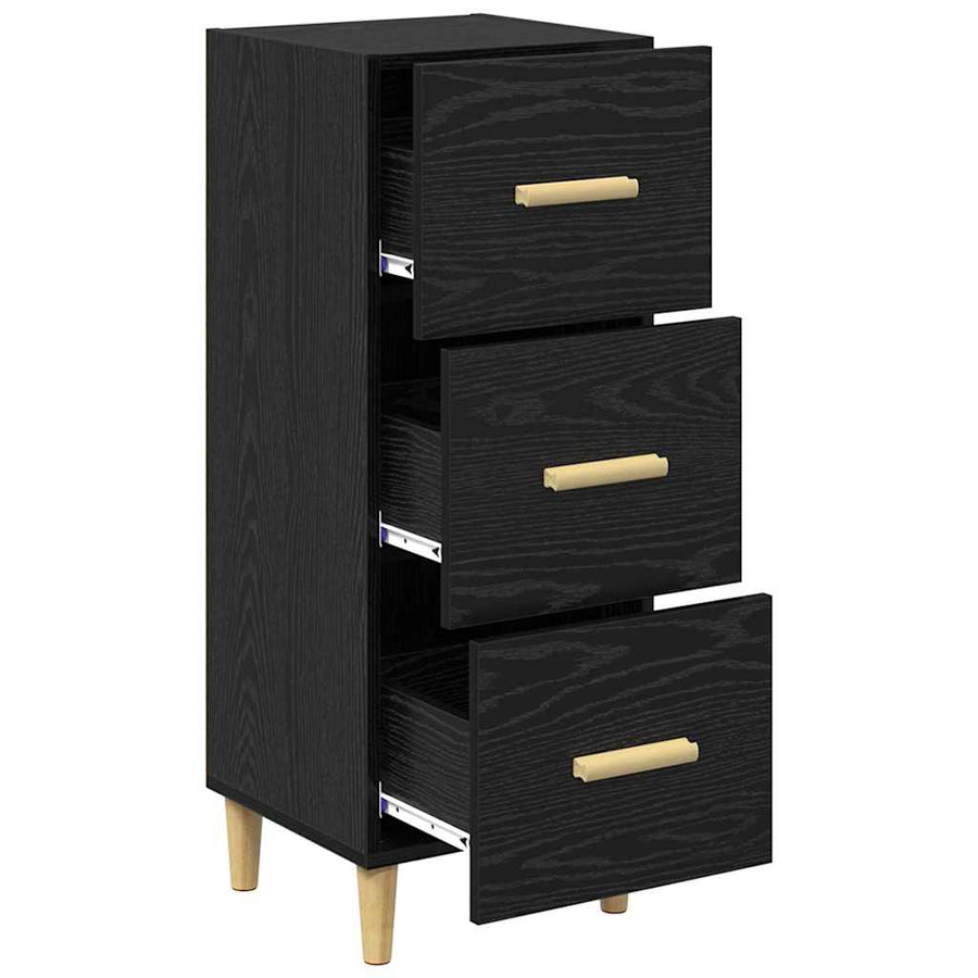 Dressoir met lade Zwart eiken 34.5 x 34 x 90 cm Bewerkt hout