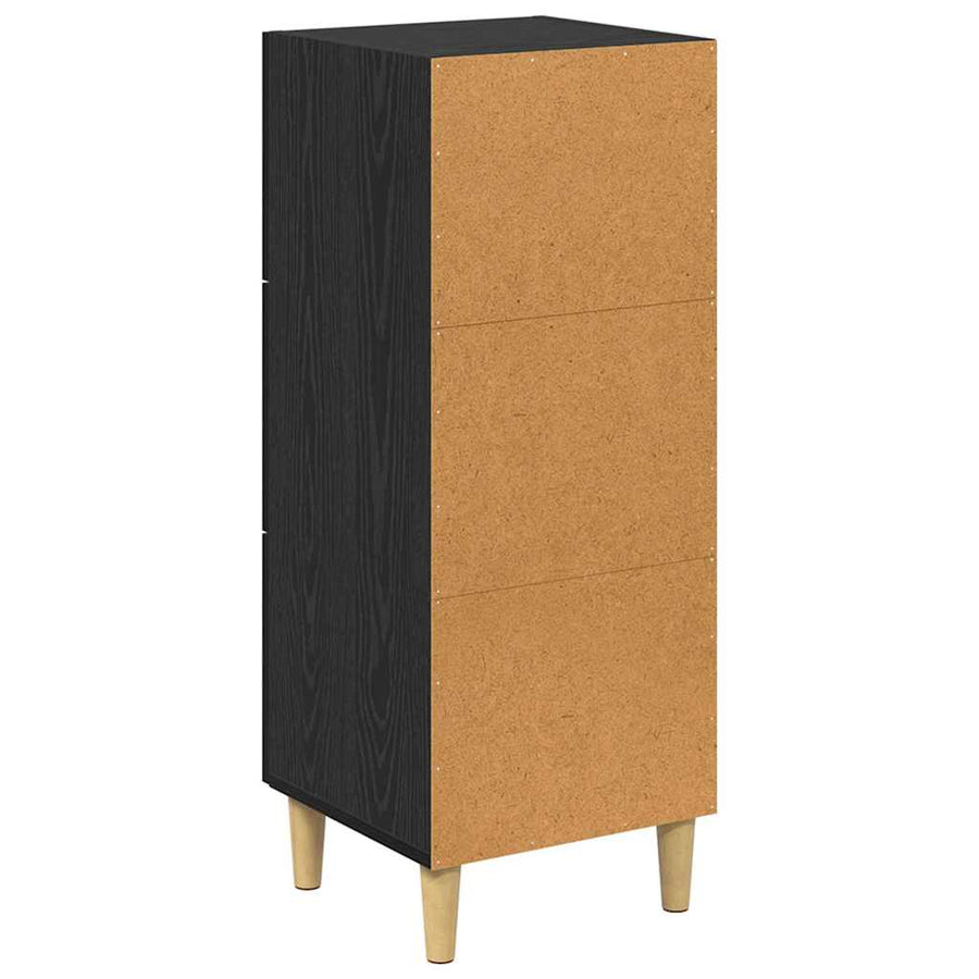 Dressoir met lade Zwart eiken 34.5 x 34 x 90 cm Bewerkt hout