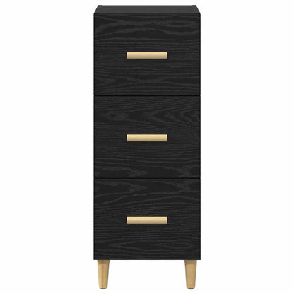 Dressoir met lade Zwart eiken 34.5 x 34 x 90 cm Bewerkt hout