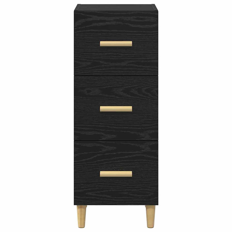 Dressoir met lade Zwart eiken 34.5 x 34 x 90 cm Bewerkt hout