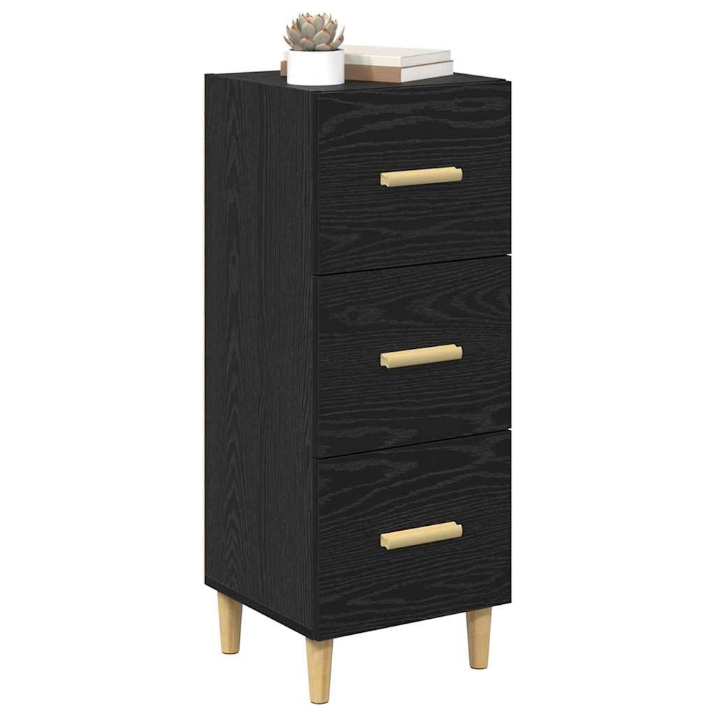 Dressoir met lade Zwart eiken 34.5 x 34 x 90 cm Bewerkt hout