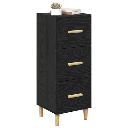 Dressoir met lade Zwart eiken 34.5 x 34 x 90 cm Bewerkt hout