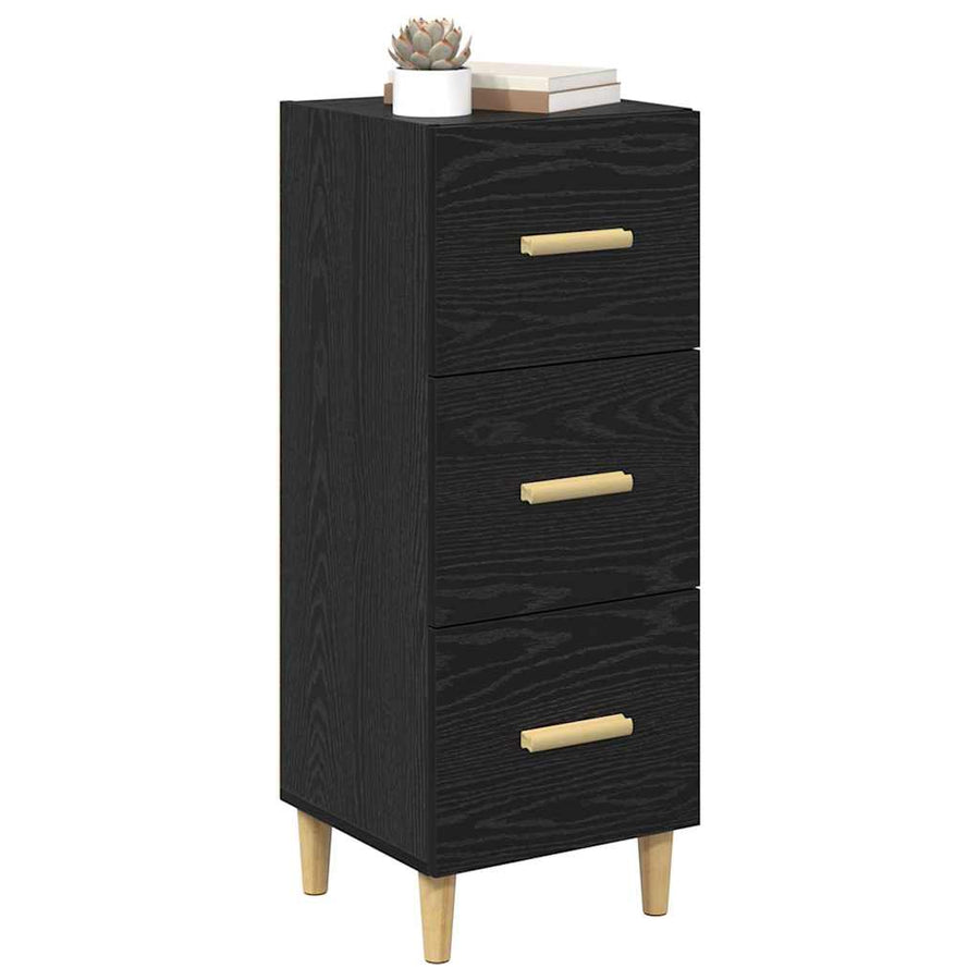 Dressoir met lade Zwart eiken 34.5 x 34 x 90 cm Bewerkt hout