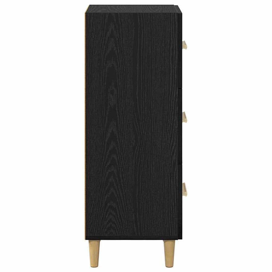 Dressoir met lade Zwart eiken 34.5 x 34 x 90 cm Bewerkt hout