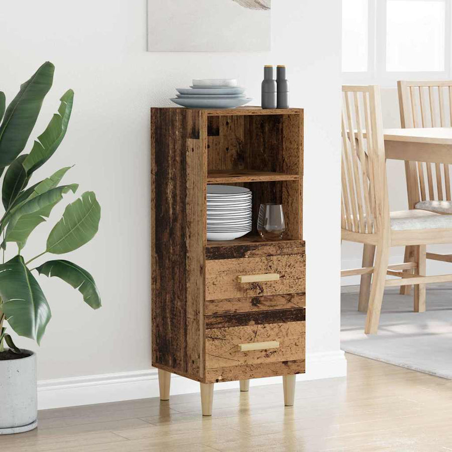 Dressoir met lade Oud hout 34 x 34.5 x 90 cm Bewerkt hout