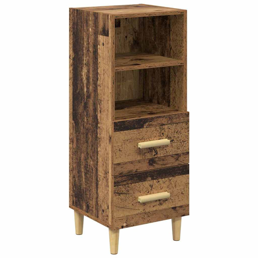 Dressoir met lade Oud hout 34 x 34.5 x 90 cm Bewerkt hout