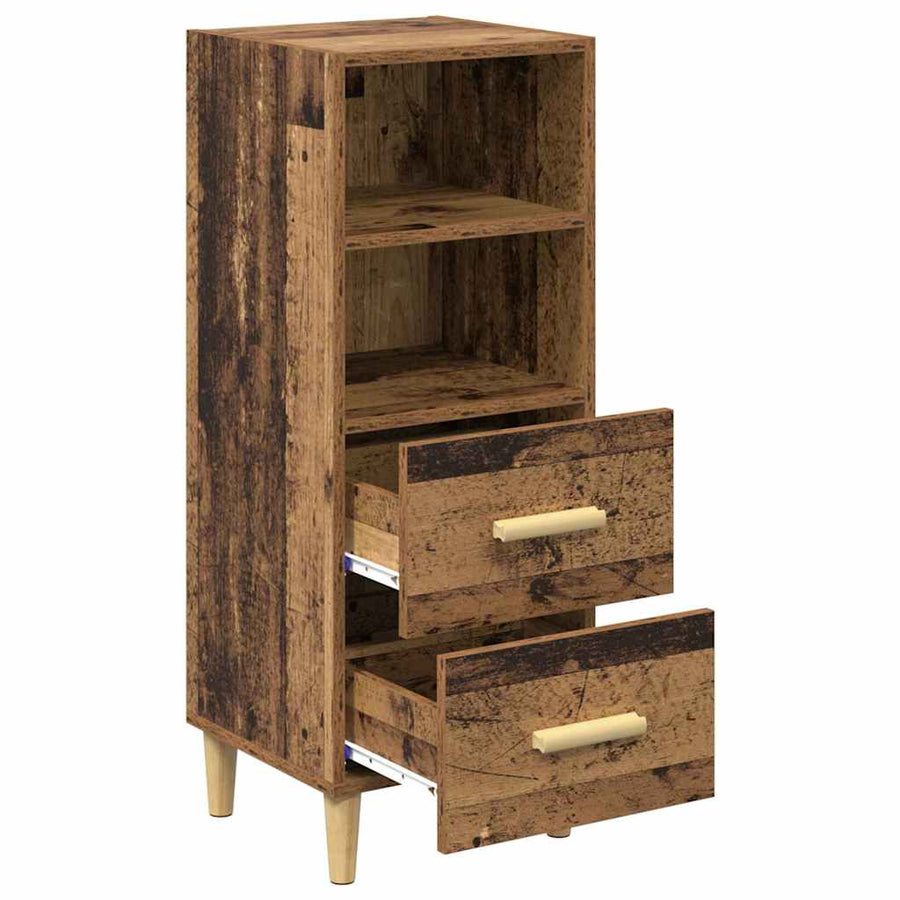 Dressoir met lade Oud hout 34 x 34.5 x 90 cm Bewerkt hout