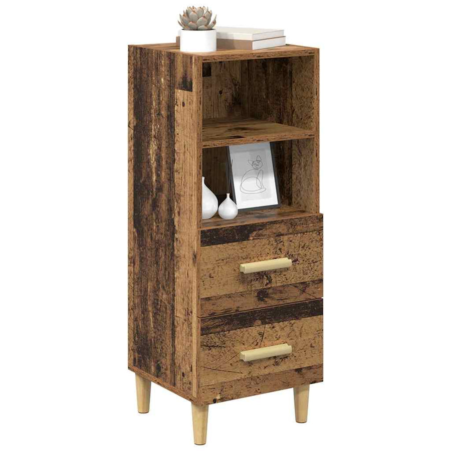 Dressoir met lade Oud hout 34 x 34.5 x 90 cm Bewerkt hout