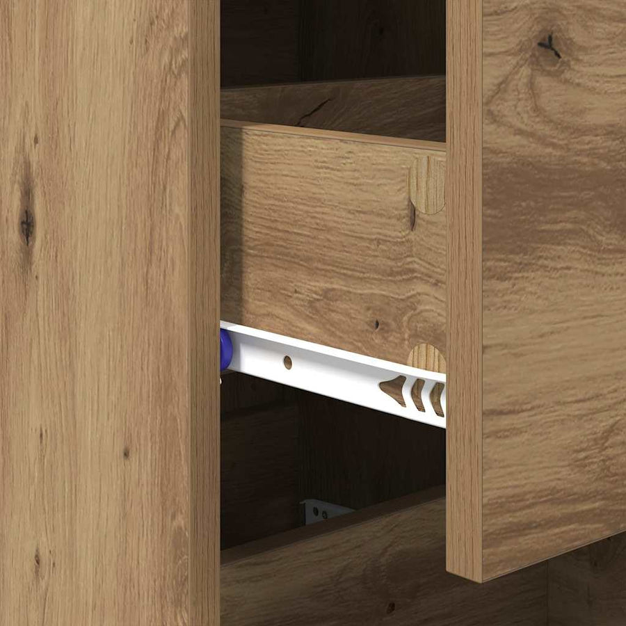 Dressoir artisanaal eikenkleurig 34 x 34.5 x 90 cm Bewerkt hout
