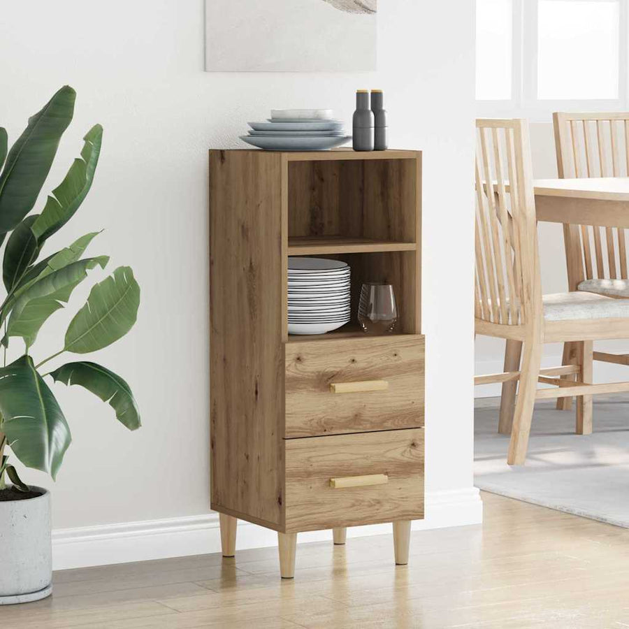 Dressoir artisanaal eikenkleurig 34 x 34.5 x 90 cm Bewerkt hout