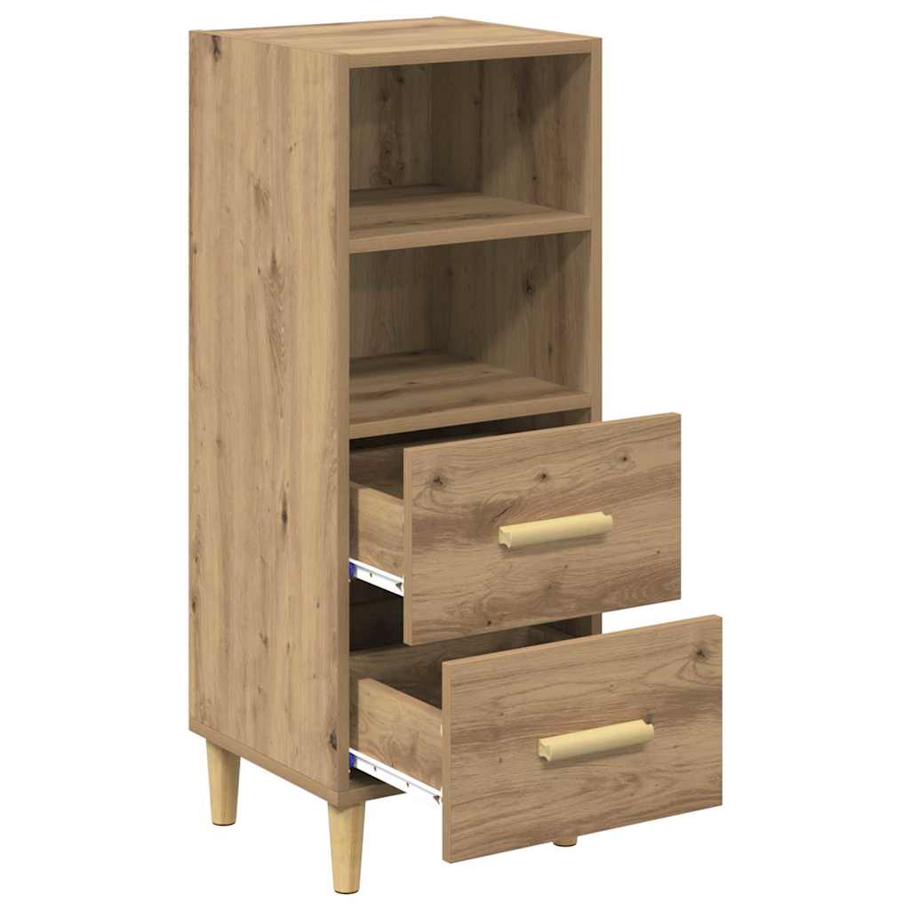 Dressoir artisanaal eikenkleurig 34 x 34.5 x 90 cm Bewerkt hout