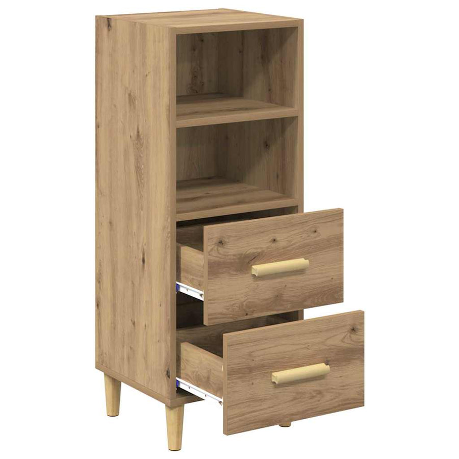Dressoir artisanaal eikenkleurig 34 x 34.5 x 90 cm Bewerkt hout
