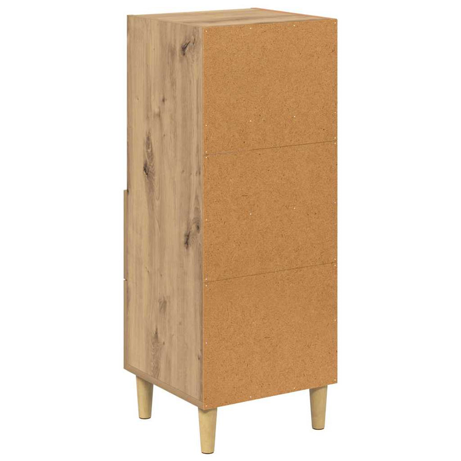 Dressoir artisanaal eikenkleurig 34 x 34.5 x 90 cm Bewerkt hout
