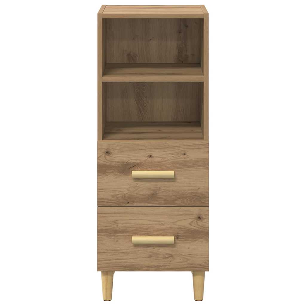 Dressoir artisanaal eikenkleurig 34 x 34.5 x 90 cm Bewerkt hout