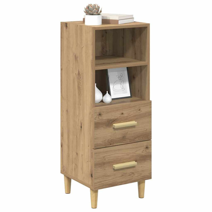 Dressoir artisanaal eikenkleurig 34 x 34.5 x 90 cm Bewerkt hout