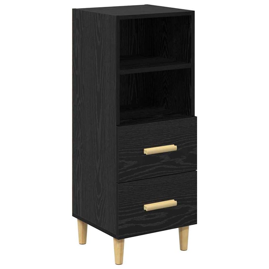 Dressoir met lade Zwart eiken 34 x 34.5 x 90 cm Bewerkt hout