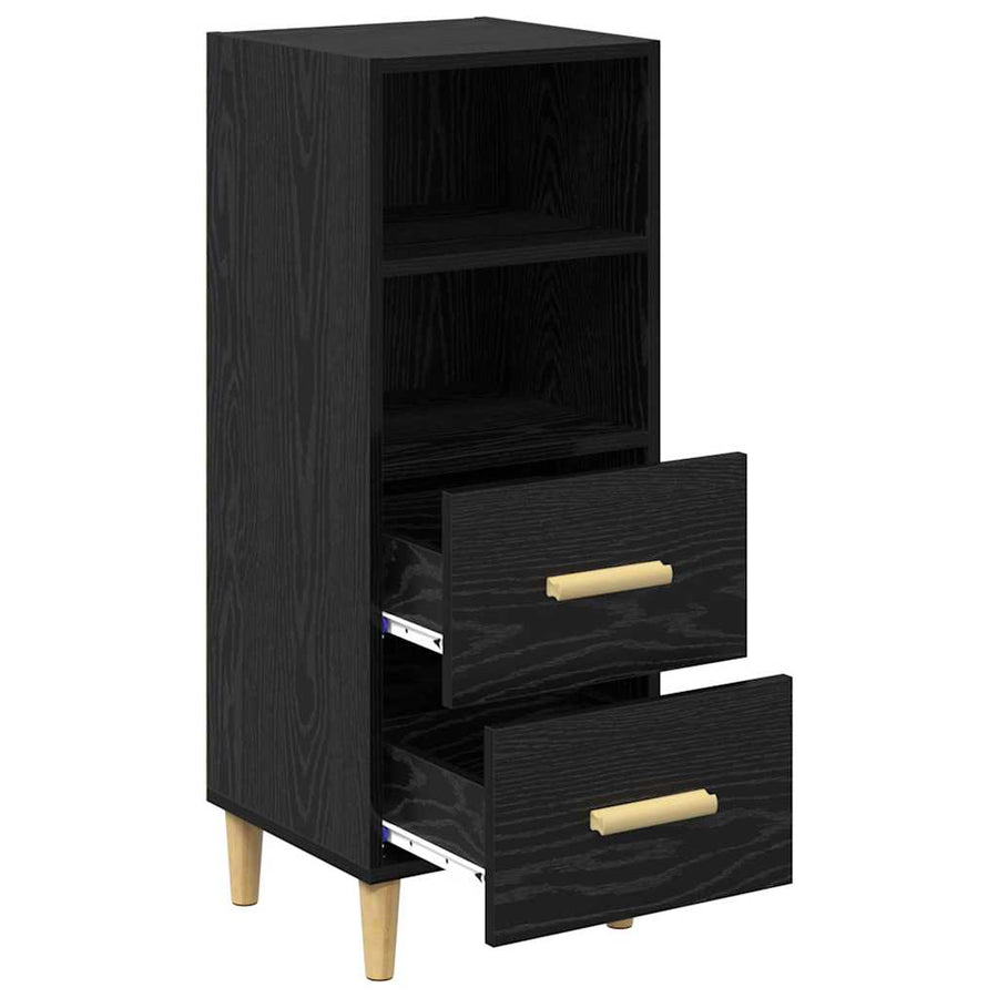 Dressoir met lade Zwart eiken 34 x 34.5 x 90 cm Bewerkt hout