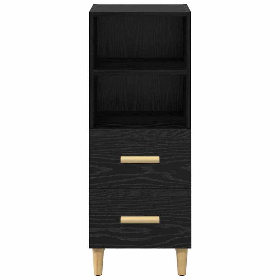 Dressoir met lade Zwart eiken 34 x 34.5 x 90 cm Bewerkt hout