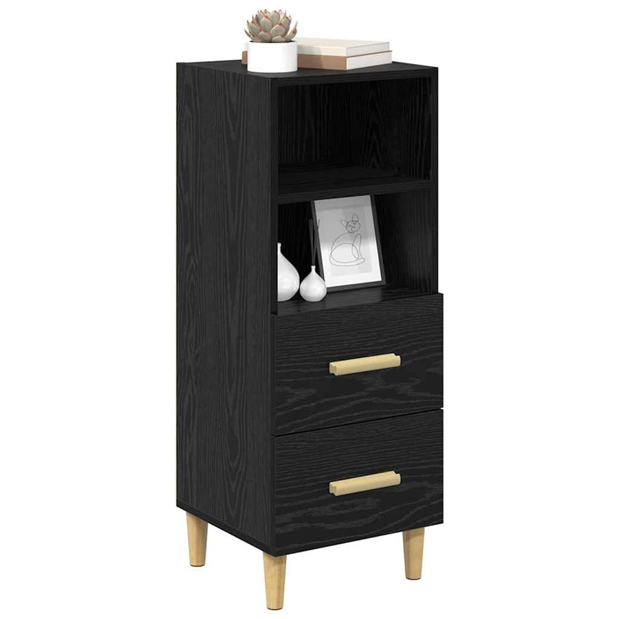 Dressoir met lade Zwart eiken 34 x 34.5 x 90 cm Bewerkt hout