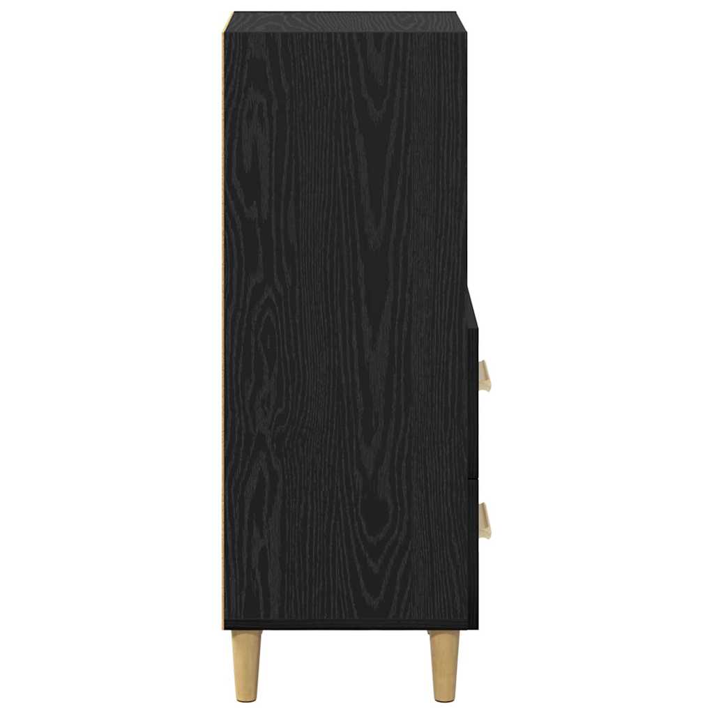 Dressoir met lade Zwart eiken 34 x 34.5 x 90 cm Bewerkt hout