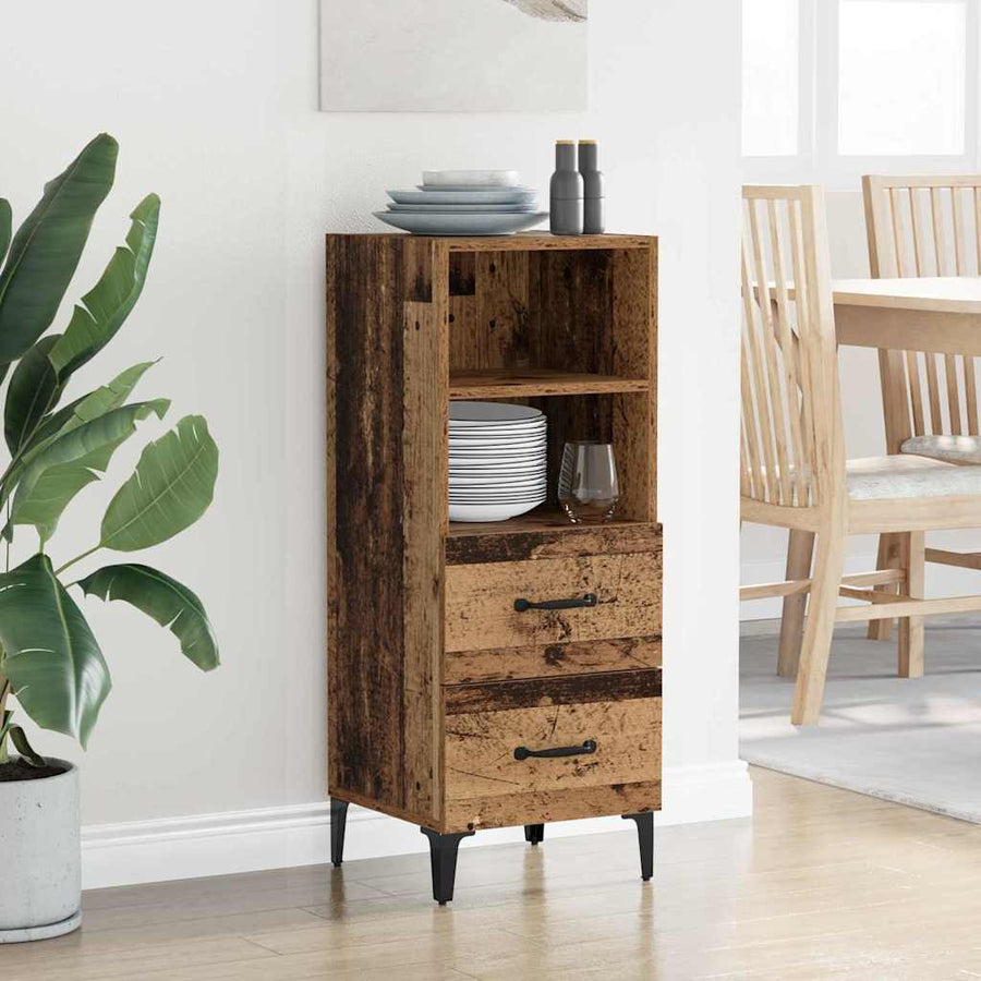 Dressoir met lade Oud hout 34 x 34.5 x 90 cm Bewerkt hout