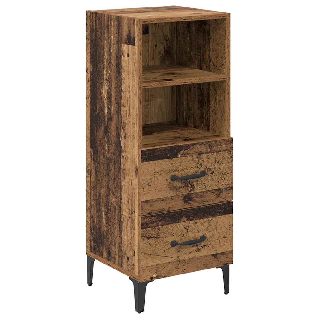 Dressoir met lade Oud hout 34 x 34.5 x 90 cm Bewerkt hout