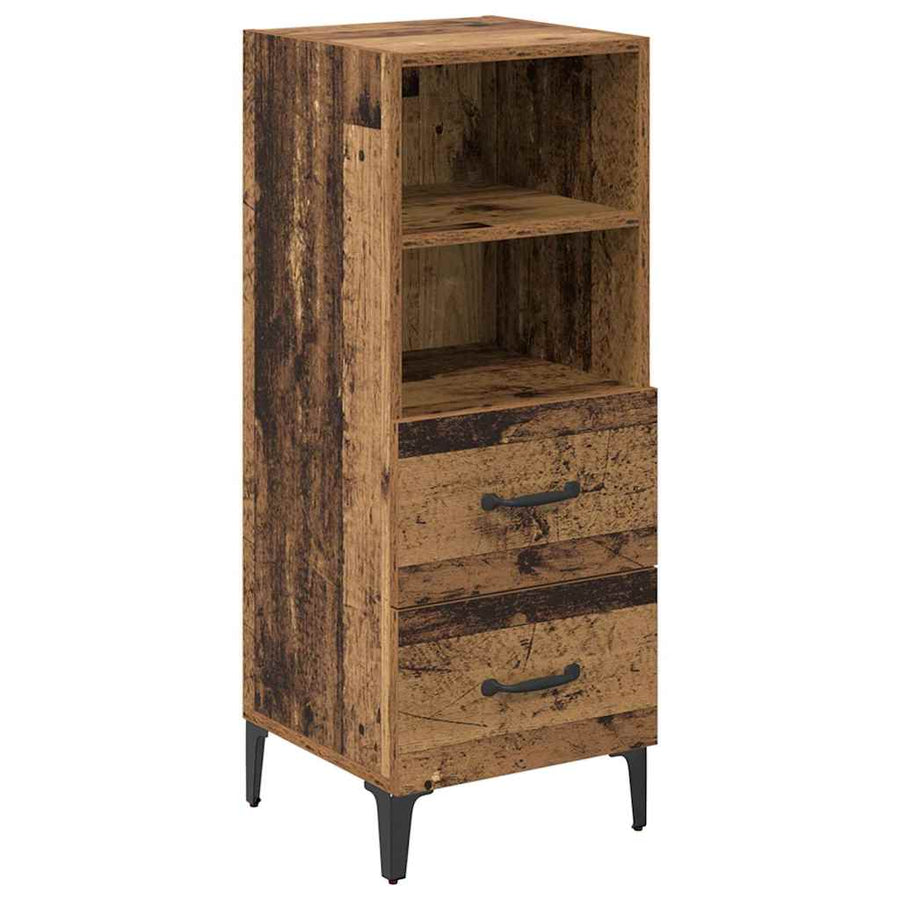 Dressoir met lade Oud hout 34 x 34.5 x 90 cm Bewerkt hout