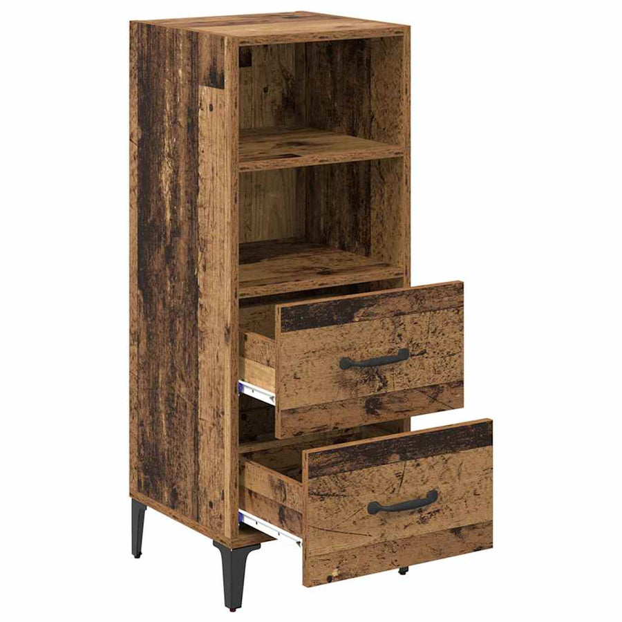 Dressoir met lade Oud hout 34 x 34.5 x 90 cm Bewerkt hout