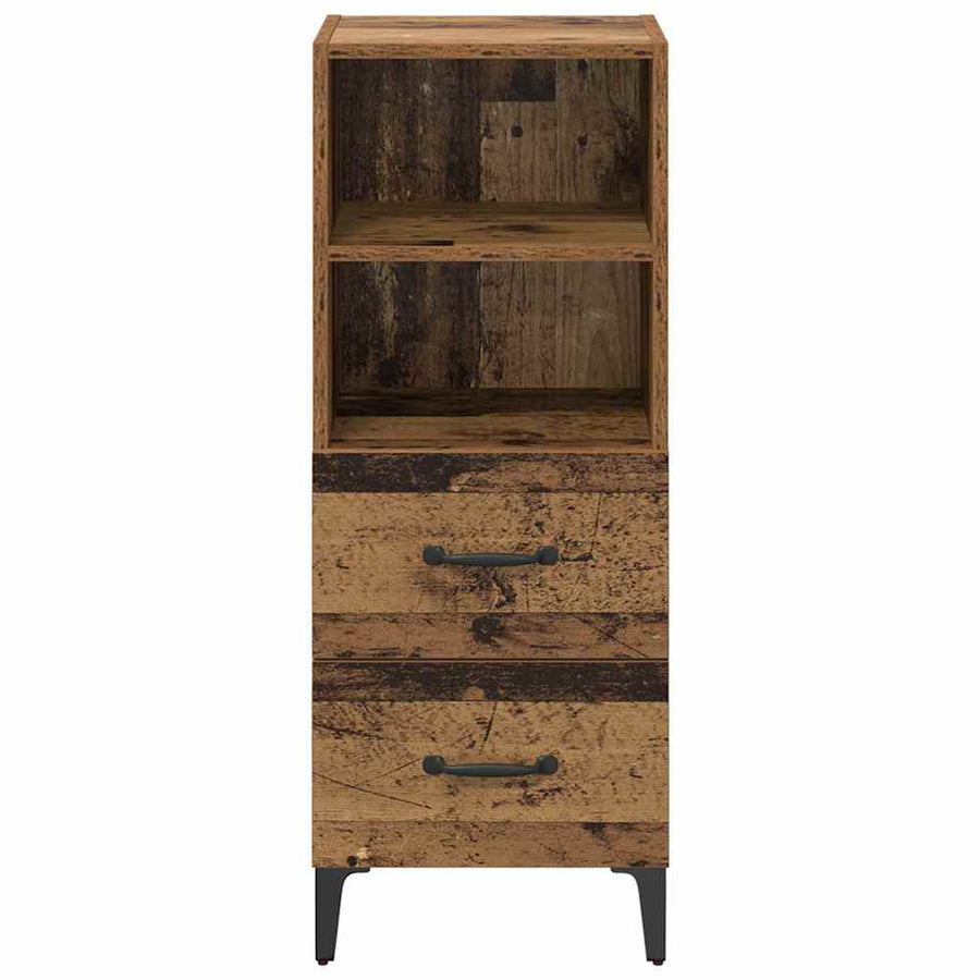 Dressoir met lade Oud hout 34 x 34.5 x 90 cm Bewerkt hout