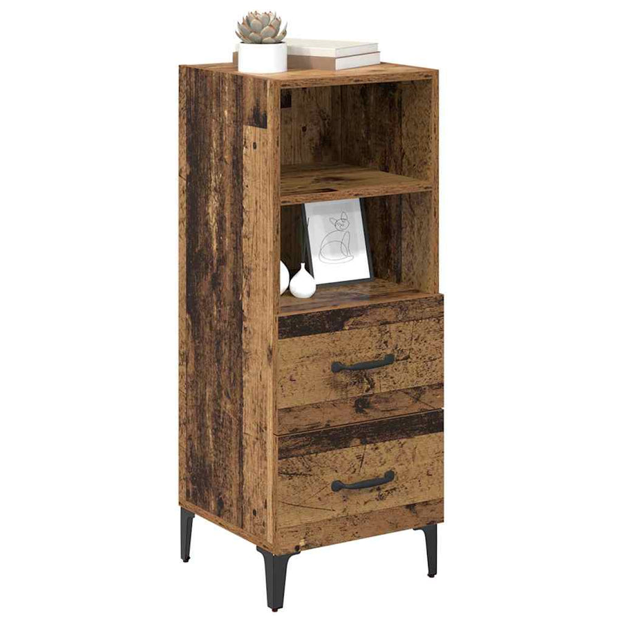 Dressoir met lade Oud hout 34 x 34.5 x 90 cm Bewerkt hout