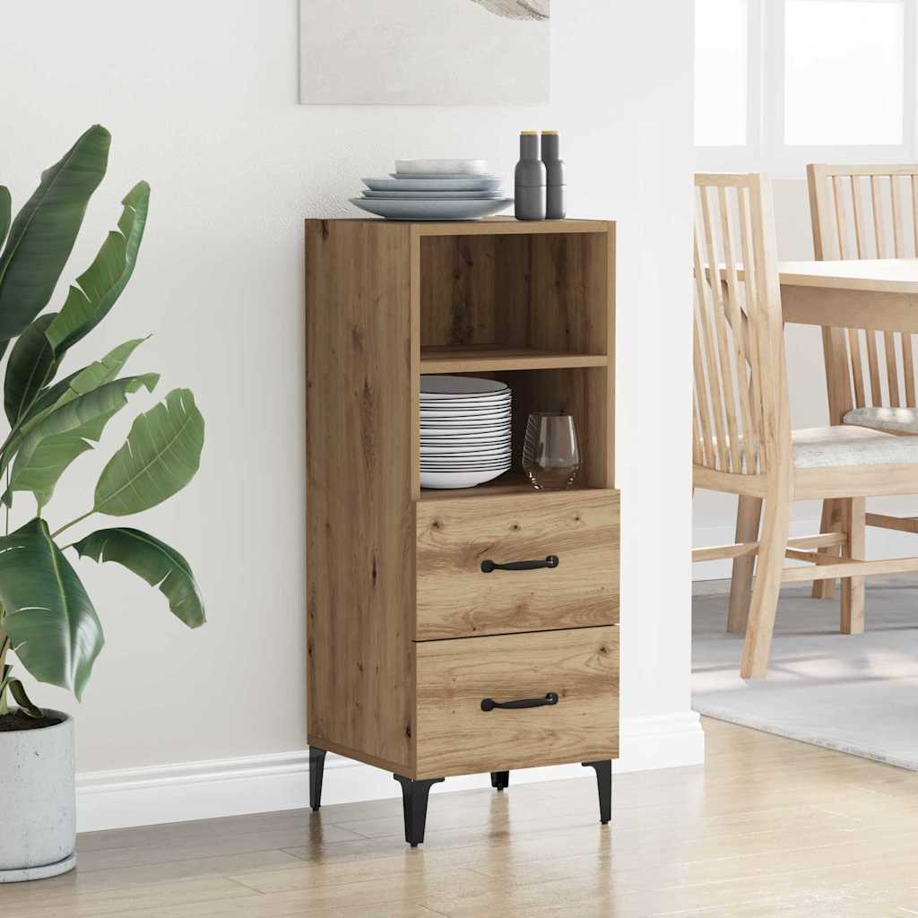 Dressoir artisanaal eikenkleurig 34 x 34.5 x 90 cm Bewerkt hout