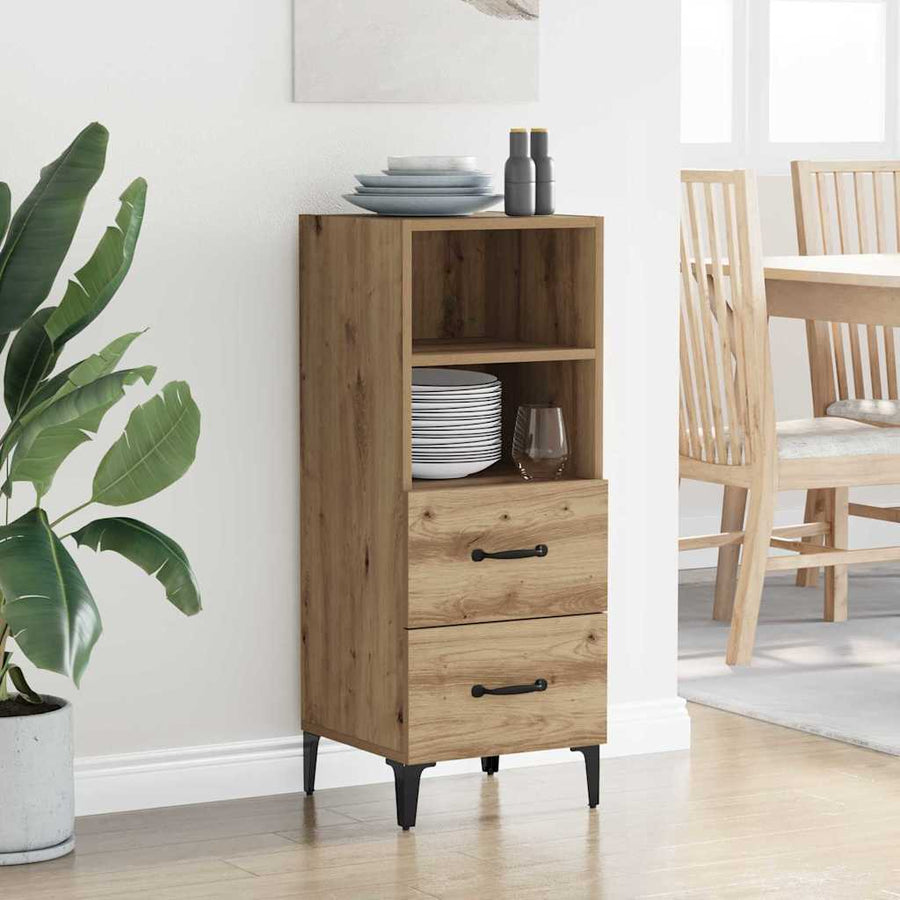 Dressoir artisanaal eikenkleurig 34 x 34.5 x 90 cm Bewerkt hout