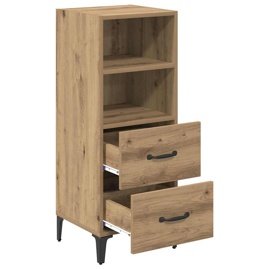 Dressoir artisanaal eikenkleurig 34 x 34.5 x 90 cm Bewerkt hout